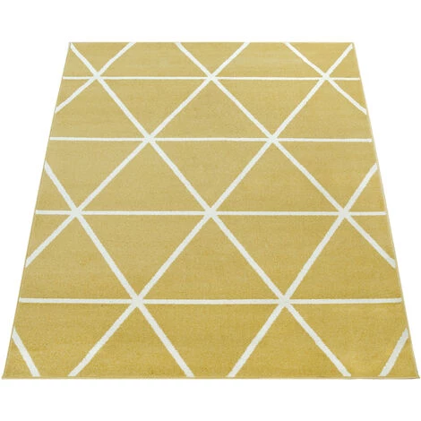 Paco Home Tapis De Salon À Poils Ras Moderne Design Géométrique Motif Losanges En Jaune 60x100 Cm 4 Paco Home Tapis De Salon À Poils Ras Moderne Design Géométrique Motif Losanges En Jaune 60x100 Cm – Image 4