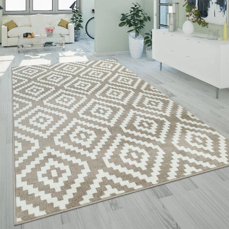 Paco Home Tapis À Poils Ras Salon Moderne 3D Géométrique Motif Losanges En Beige 70x140 Cm 1 Paco Home Tapis À Poils Ras Salon Moderne 3D Géométrique Motif Losanges En Beige 70x140 Cm