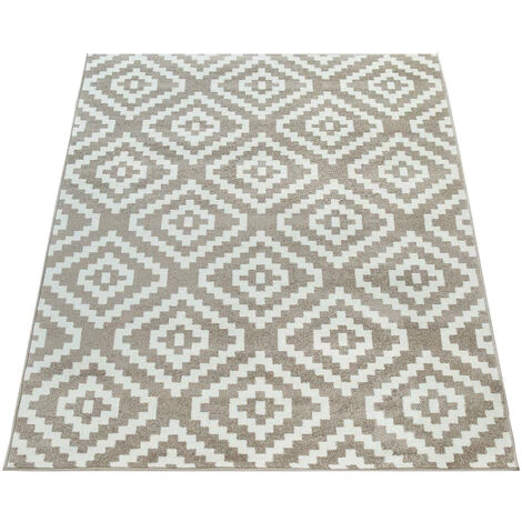 Paco Home Tapis À Poils Ras Salon Moderne 3D Géométrique Motif Losanges En Beige 70x140 Cm 4 Paco Home Tapis À Poils Ras Salon Moderne 3D Géométrique Motif Losanges En Beige 70x140 Cm – Image 4