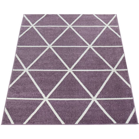 Paco Home Tapis De Salon À Poils Ras Moderne Design Géométrique Motif Losanges En Lilas 70x250 Cm 5 Paco Home Tapis De Salon À Poils Ras Moderne Design Géométrique Motif Losanges En Lilas 70x250 Cm – Image 5