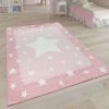 Paco Home Tapis Enfant Chambre Enfant 3D Adorable Bordure Étoiles Design En Pastel Rose 80x150 Cm