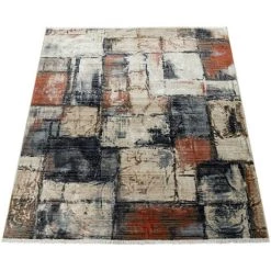 Paco Home Tapis Poils Ras Salon Design Abstrait Moderne Aspect Mosaïque Coloré 80x150 Cm -Tapis et paillasson Soldes 50623418 4