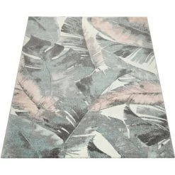 Paco Home Tapis De Salon À Poils Ras Moderne Couleurs Pastel Botanique Design Palmiers En Vert 60x100 Cm -Tapis et paillasson Soldes 50623433 4