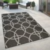 Paco Home Tapis Noir Extérieur Balcon Terrasse Salon Couloir Cercle Design Robuste 60x100 Cm