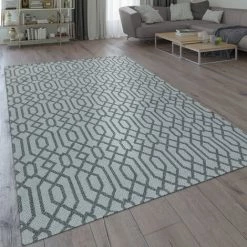 Paco Home Tapis Moderne Tissage À Plat Motif Tissé Motif Géométrique Look Scandinave En Gris 60x100 Cm