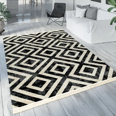 Paco Home Tapis Noir Blanc Balcon Terrasse Extérieur Style Scandinave Motif Losanges Robuste 80x150 Cm 1 Paco Home Tapis Noir Blanc Balcon Terrasse Extérieur Style Scandinave Motif Losanges Robuste 80x150 Cm