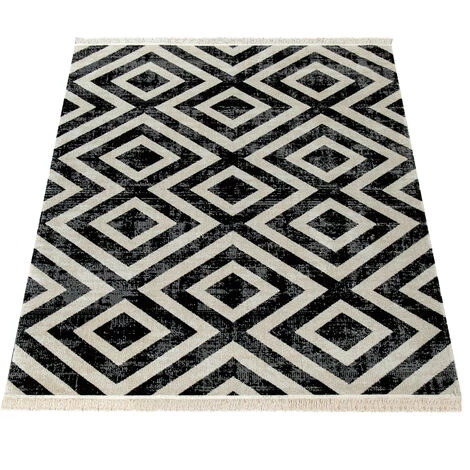 Paco Home Tapis Noir Blanc Balcon Terrasse Extérieur Style Scandinave Motif Losanges Robuste 80x150 Cm 3 Paco Home Tapis Noir Blanc Balcon Terrasse Extérieur Style Scandinave Motif Losanges Robuste 80x150 Cm – Image 3