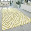 Paco Home Tapis À Poils Ras Salon Moderne Géométrique Motif Ethnique Jaune Blanc 60x100 Cm