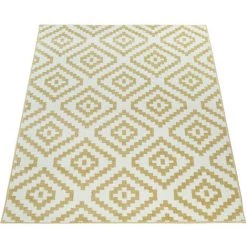 Paco Home Tapis À Poils Ras Salon Moderne Géométrique Motif Ethnique Jaune Blanc 60x100 Cm -Tapis et paillasson Soldes 50623558 5