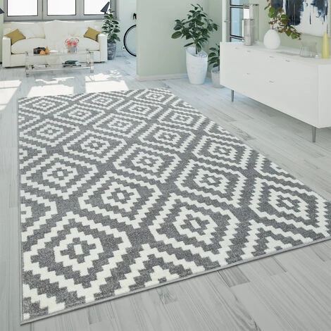 Paco Home Tapis À Poils Ras Salon Moderne Géométrique Motif Losanges En Gris Blanc 70x250 Cm 1 Paco Home Tapis À Poils Ras Salon Moderne Géométrique Motif Losanges En Gris Blanc 70x250 Cm
