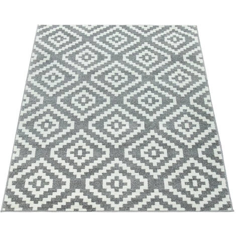 Paco Home Tapis À Poils Ras Salon Moderne Géométrique Motif Losanges En Gris Blanc 70x250 Cm 5 Paco Home Tapis À Poils Ras Salon Moderne Géométrique Motif Losanges En Gris Blanc 70x250 Cm – Image 5