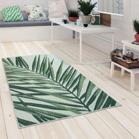 Paco Home Tapis Intérieur Extérieur Vert Beige Motif Palmier Terrasse Balcon Tissage Plat 80x150 Cm 2 Paco Home Tapis Intérieur Extérieur Vert Beige Motif Palmier Terrasse Balcon Tissage Plat 80x150 Cm – Image 2
