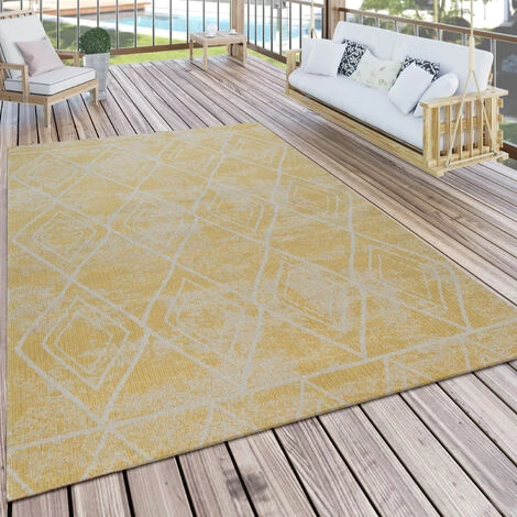 Paco Home Tapis Extérieur Balcon Terrasse Terrasse Jaune Diamants Motif Skandi Design Robuste Doux Et Doux 160x220 Cm 1 Paco Home Tapis Extérieur Balcon Terrasse Terrasse Jaune Diamants Motif Skandi Design Robuste Doux Et Doux 160x220 Cm