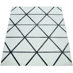 Paco Home Tapis De Salon, Poils Ras Style Scandinave Et Motif Losanges, Blanc 60x100 Cm 8 Paco Home Tapis De Salon, Poils Ras Style Scandinave Et Motif Losanges, Blanc 60x100 Cm -Tapis et paillasson Soldes 50623730 4