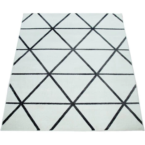 Paco Home Tapis De Salon, Poils Ras Style Scandinave Et Motif Losanges, Blanc 60x100 Cm 4 Paco Home Tapis De Salon, Poils Ras Style Scandinave Et Motif Losanges, Blanc 60x100 Cm – Image 4