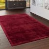 Paco Home Tapis De Salon, Poils Ras Travail Artisanal Viscose, Rouge Uni 80x150 Cm