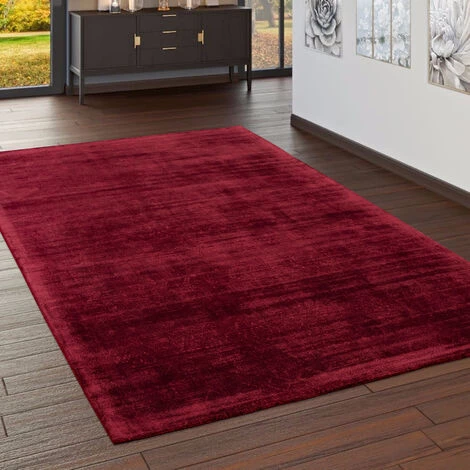 Paco Home Tapis De Salon, Poils Ras Travail Artisanal Viscose, Rouge Uni 80x150 Cm 1 Paco Home Tapis De Salon, Poils Ras Travail Artisanal Viscose, Rouge Uni 80x150 Cm