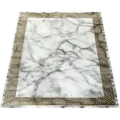 Paco Home Tapis De Salon À Poils Courts Or Gris Doux Motif Marbré Bordure 3D Robuste 80x150 Cm -Tapis et paillasson Soldes 50623745 4