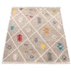 Paco Home Tapis Poils Longs Shaggy Salon Scandinave Motif Diamant Brun Rouge Bleu Jaune 200x290 Cm -Tapis et paillasson Soldes 50623909 5