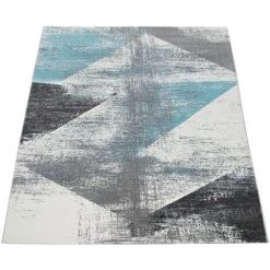 Paco Home Tapis Frisé, Poils Ras Pour Salon Look Usé Tons Pastel Turquoise Gris 80x150 Cm -Tapis et paillasson Soldes 50623944 4