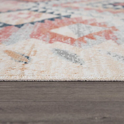 Paco Home Tapis Pour Salon, Tissage Plat Au Design Ethnique, Aspect Usé, Bordure, Coloré 60x100 Cm 3 Paco Home Tapis Pour Salon, Tissage Plat Au Design Ethnique, Aspect Usé, Bordure, Coloré 60x100 Cm – Image 3