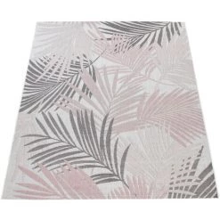 Paco Home Tapis Intérieur & Extérieur, Pour Balcon Et Terrasse, Avec Motif Palmiers, Rose 80x150 Cm -Tapis et paillasson Soldes 50624023 5