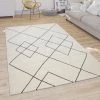 Paco Home Tapis Salon Moderne Motif Losanges Scandinave Poils Ras, Clair Blanc 60x100 Cm