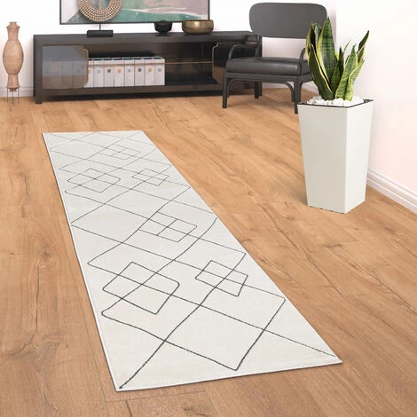 Paco Home Tapis Salon Moderne Motif Losanges Scandinave Poils Ras, Clair Blanc 60x100 Cm 4 Paco Home Tapis Salon Moderne Motif Losanges Scandinave Poils Ras, Clair Blanc 60x100 Cm – Image 4