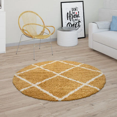 Paco Home Tapis Salon Poils Longs Shaggy Design Scandinave Avec Motif Losanges, Moderne Jaune 60x100 Cm 2 Paco Home Tapis Salon Poils Longs Shaggy Design Scandinave Avec Motif Losanges, Moderne Jaune 60x100 Cm – Image 2