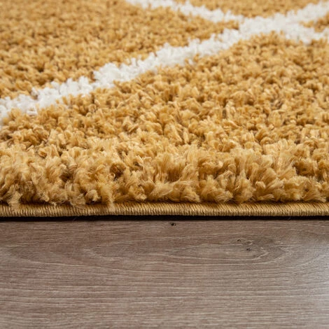 Paco Home Tapis Salon Poils Longs Shaggy Design Scandinave Avec Motif Losanges, Moderne Jaune 60x100 Cm 4 Paco Home Tapis Salon Poils Longs Shaggy Design Scandinave Avec Motif Losanges, Moderne Jaune 60x100 Cm – Image 4