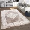 Paco Home Tapis Salon Style Oriental Aspect Vintage Avec Ornements Poils Ras En Beige 120x160 Cm