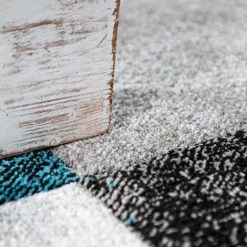 Paco Home Tapis De Salon Poils Ras Effet 3D Motif Diamant Carreaux Moderne Gris Turquoise 120x170 Cm -Tapis et paillasson Soldes 50624308 4