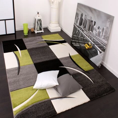 Paco Home Tapis De Créateur Aux Contours Découpés à Carreaux En Vert Noir 60x110 Cm 1 Paco Home Tapis De Créateur Aux Contours Découpés à Carreaux En Vert Noir 60x110 Cm