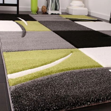 Paco Home Tapis De Créateur Aux Contours Découpés à Carreaux En Vert Noir 60x110 Cm 2 Paco Home Tapis De Créateur Aux Contours Découpés à Carreaux En Vert Noir 60x110 Cm – Image 2