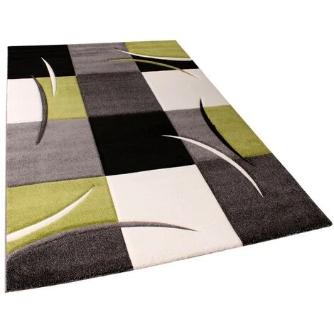 Paco Home Tapis De Créateur Aux Contours Découpés à Carreaux En Vert Noir 60x110 Cm 5 Paco Home Tapis De Créateur Aux Contours Découpés à Carreaux En Vert Noir 60x110 Cm – Image 5