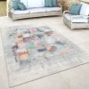Paco Home Tapis D'Extérieur Balcon Terrasse Vintage Tapis De Cuisine Pastel Beige Rouge Bleu 200x280 Cm