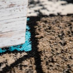 Paco Home Tapis Salon Motif Géométrique Poils Ras Moderne En Bleu Beige Brun 60x100 Cm -Tapis et paillasson Soldes 50624412 3