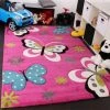 Paco Home Tapis Pour Enfant Motif Papillon En Rose Crème Turquoise Ø 120 Cm Rond