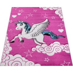 Paco Home Chambre D'enfant Tapis Pour Enfant La Petite Licorne En Rose Crème Turquoise 80x150 Cm -Tapis et paillasson Soldes 50624613 5