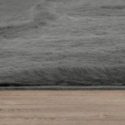 Paco Home Tapis Poils Longs, Shaggy Pour Salon, Moelleux, Doux, Lavable, Gris Anthracite Ø 100 Cm Rond -Tapis et paillasson Soldes 50624636 5