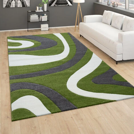 Paco Home Tapis De Salon Poils Ras Motif Ondulé Abstrait Moderne Design 3D Vert Gris 60x100 Cm 1 Paco Home Tapis De Salon Poils Ras Motif Ondulé Abstrait Moderne Design 3D Vert Gris 60x100 Cm