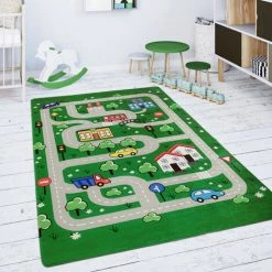 Paco Home Tapis Chambre Enfant Tapis De Jeux Tapis Bébé Tapis Enfant Route Vert 120x160 Cm