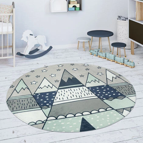 Paco Home Tapis Chambre Enfant Tapis De Jeux Tapis Bébé Étoiles Tente Tipi Motif Gris Vert 80 Cm Rond 3 Paco Home Tapis Chambre Enfant Tapis De Jeux Tapis Bébé Étoiles Tente Tipi Motif Gris Vert 80 Cm Rond – Image 3