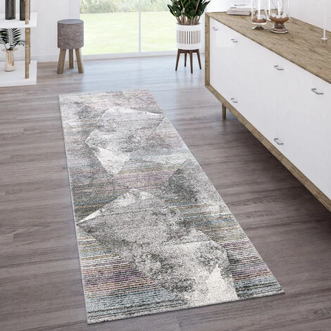 Paco Home Tapis Salon Tapis Vintage Poils Ras Motif Géométrique Aspect Rayures Gris Beige 60x110 Cm 2 Paco Home Tapis Salon Tapis Vintage Poils Ras Motif Géométrique Aspect Rayures Gris Beige 60x110 Cm – Image 2