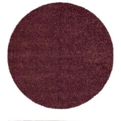 Paco Home Tapis Shaggy Tapis Salon Shaggy Poil Long Moderne Monochrome Rouge Bordeaux Ø 120 Cm Rond -Tapis et paillasson Soldes 50624918 4