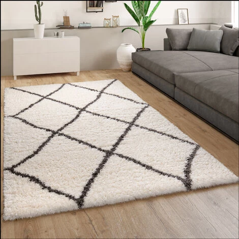 Paco Home Tapis Shaggy Tapis De Salon Poil Long Motif Scandinave Blanc Cassé Gris 60x90 Cm 1 Paco Home Tapis Shaggy Tapis De Salon Poil Long Motif Scandinave Blanc Cassé Gris 60x90 Cm