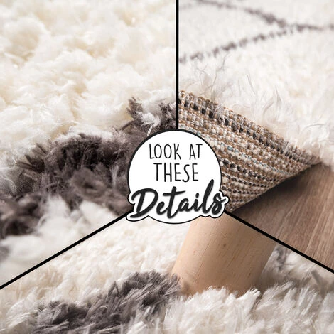 Paco Home Tapis Shaggy Tapis De Salon Poil Long Motif Scandinave Blanc Cassé Gris 60x90 Cm 4 Paco Home Tapis Shaggy Tapis De Salon Poil Long Motif Scandinave Blanc Cassé Gris 60x90 Cm – Image 4