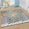 Paco Home Tapis Jeu Chambre Enfant Pliable Motif Animal Mappemonde Réversible Gris Beige 150x200 Cm
