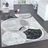Paco Home Tapis De Créateur Contemporain Avec Cercles Marbré En Gris Noir Crème 60x100 Cm
