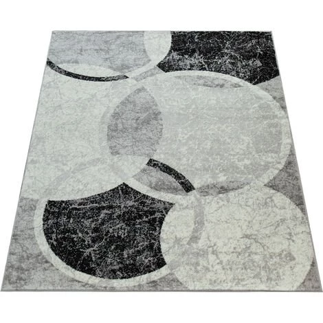 Paco Home Tapis De Créateur Contemporain Avec Cercles Marbré En Gris Noir Crème 60x100 Cm 5 Paco Home Tapis De Créateur Contemporain Avec Cercles Marbré En Gris Noir Crème 60x100 Cm – Image 5